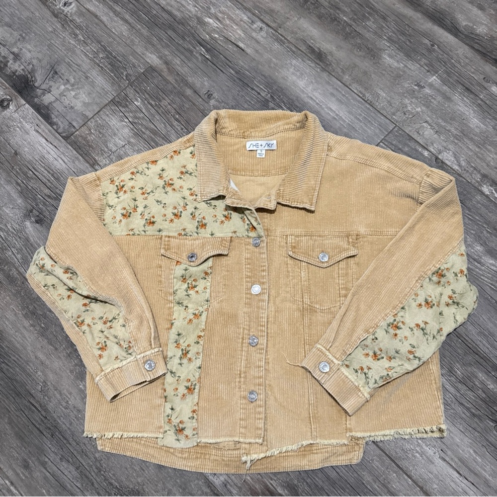 She + Sky Beige Corduroy Jacket
